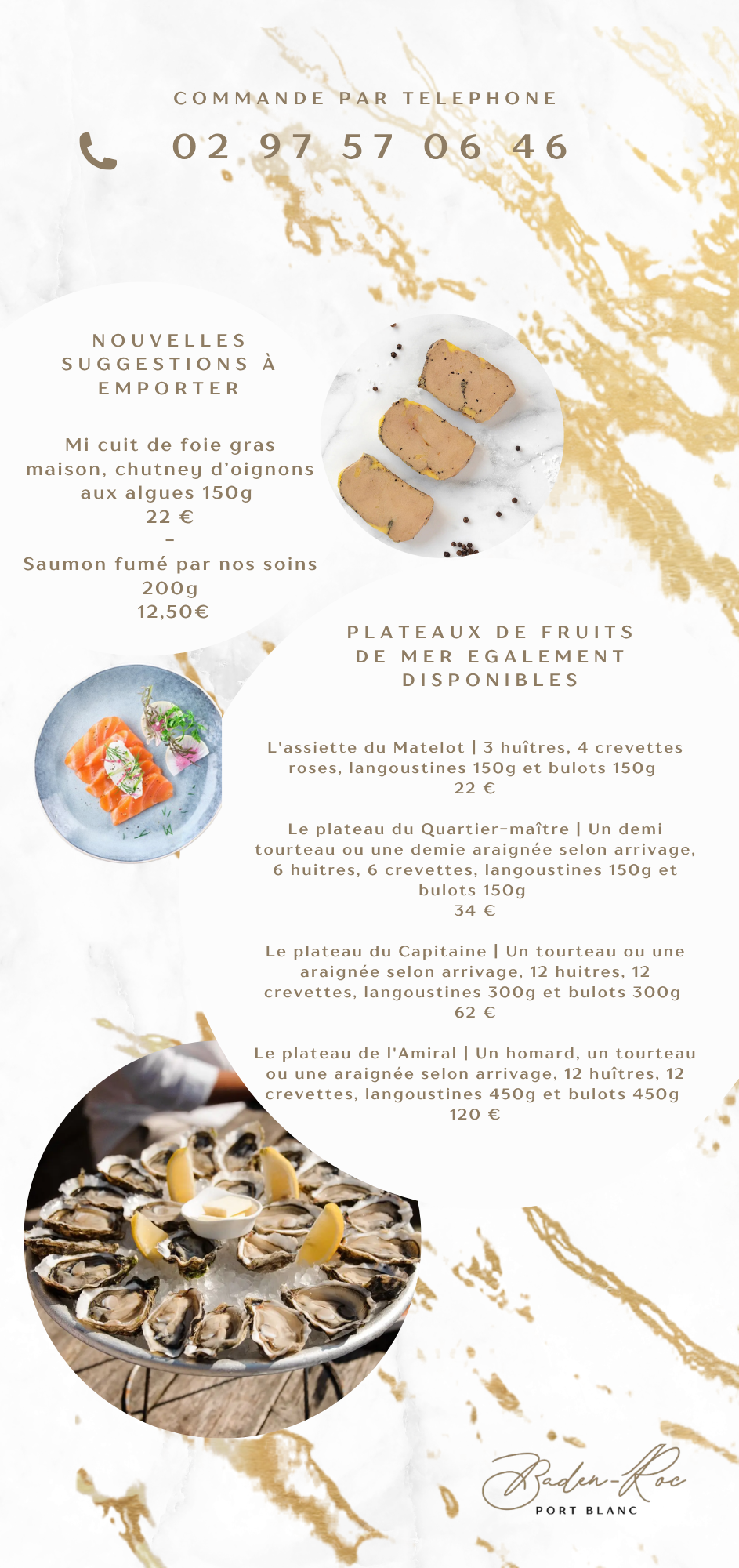 plats à emporter - traiteur pour les fêtes foie gras - fruits de mer