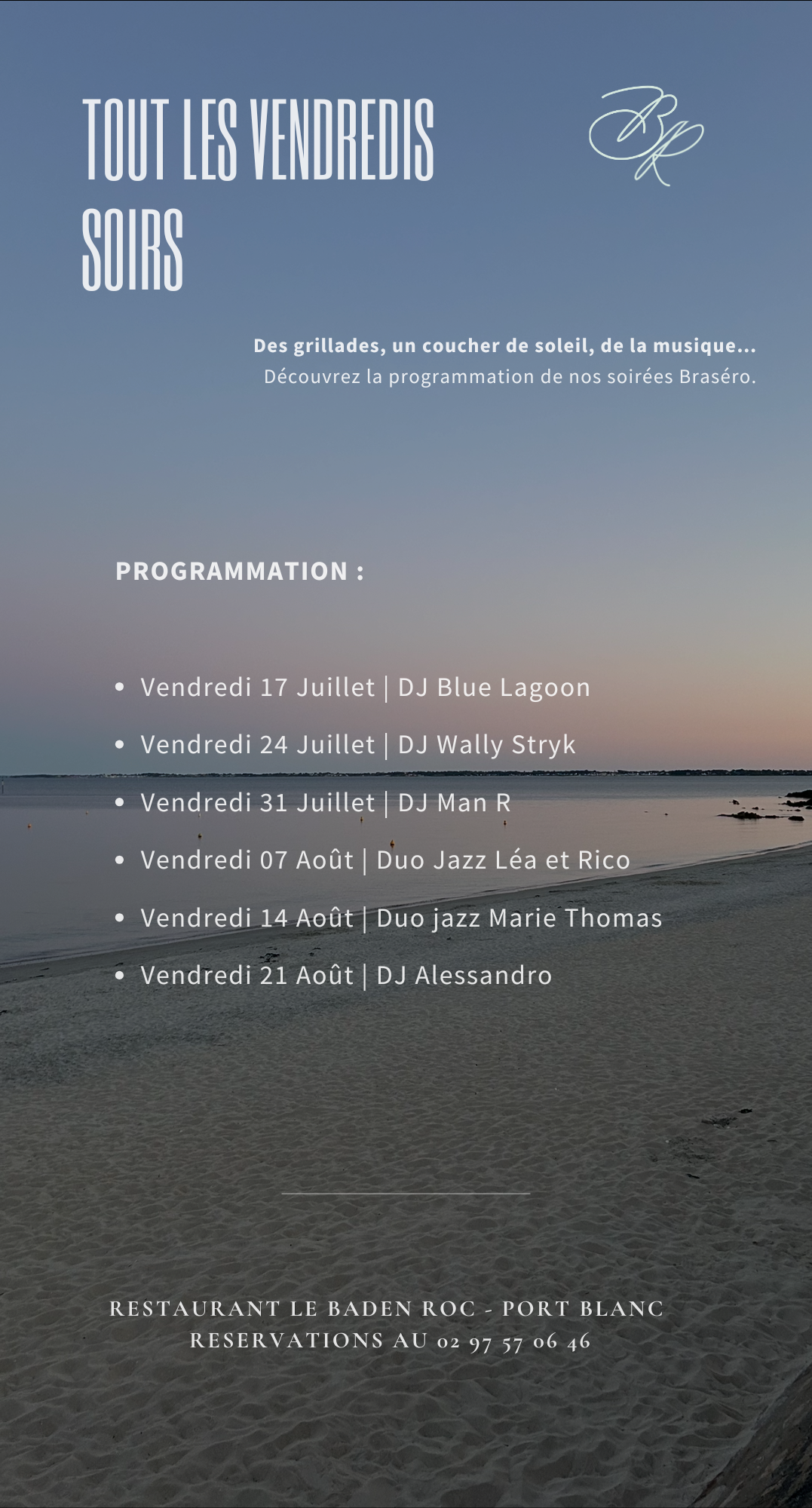 DJ & Concerts Jazz chaque vendredi soir - Baden roc - restaurant vue mer - Brasero, barbecue Grillades