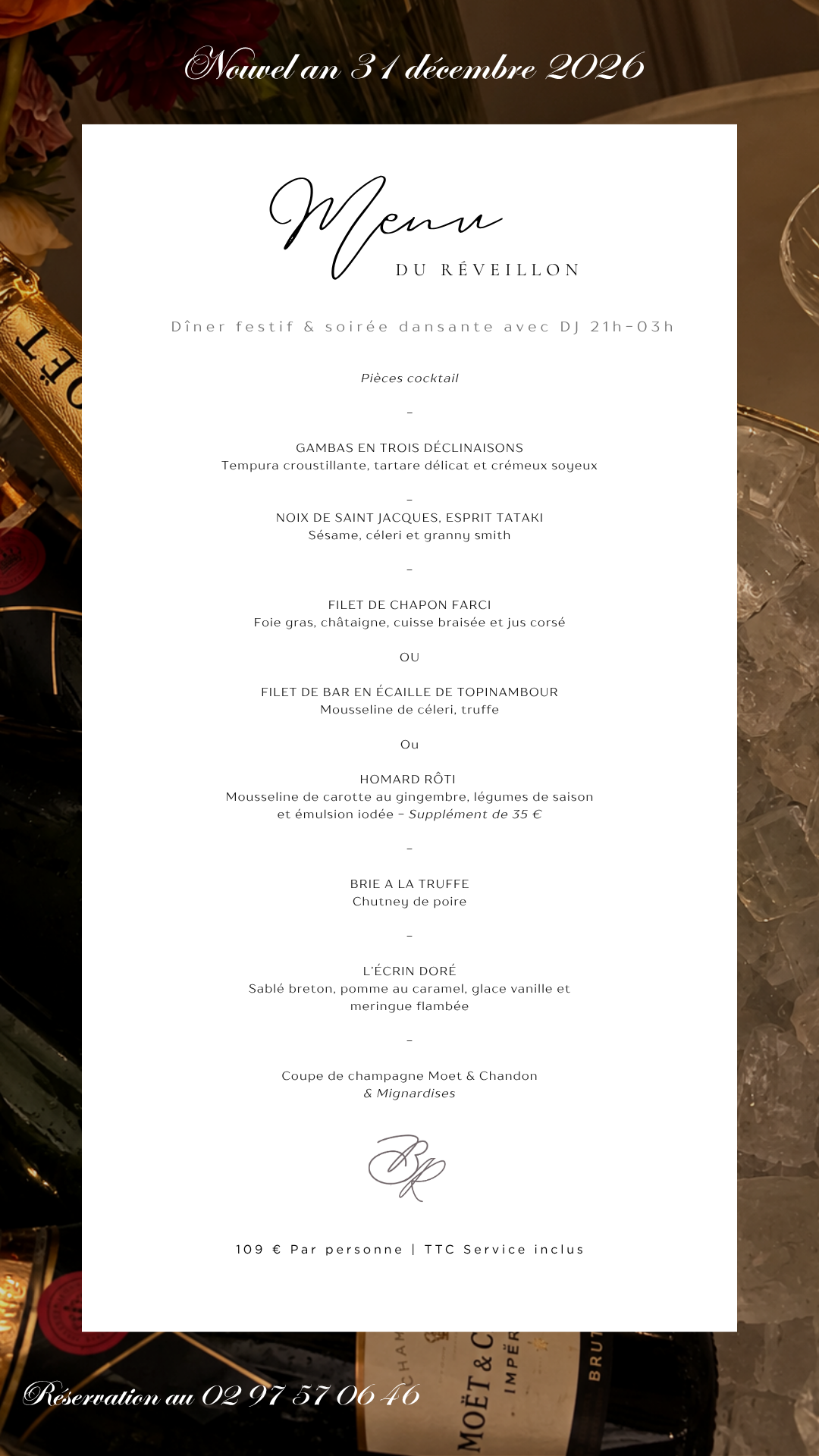 Menu Baden Roc Nouvel an 2026 - Reveillon saint sylvestre